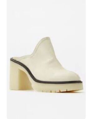 Free People Cream Platform Mule with Chunky Heel